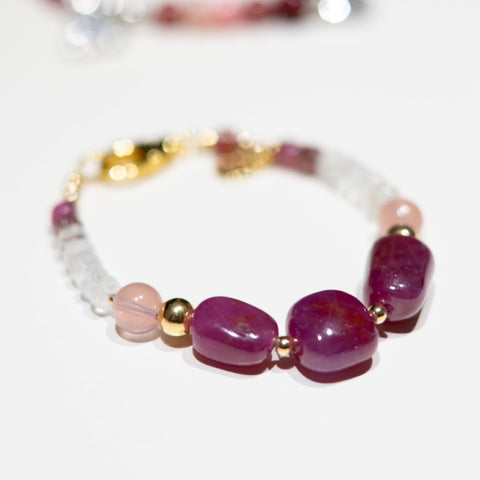 The Pink Sapphire - Umba Sapphire Star Rose Quartz Bracelet
